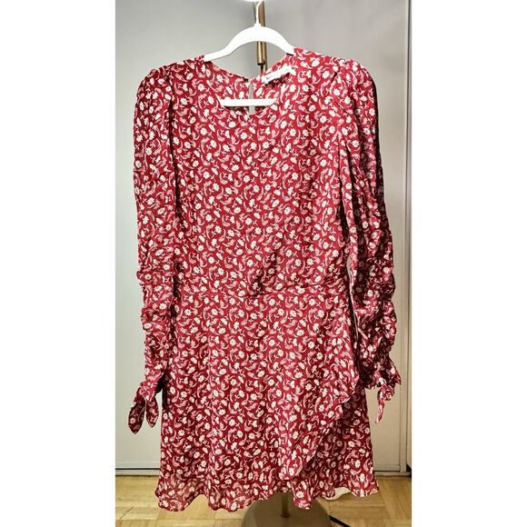 REFORMATION Floral Print Mini Dress In Red and White Size 10 - Picture 1 of 6